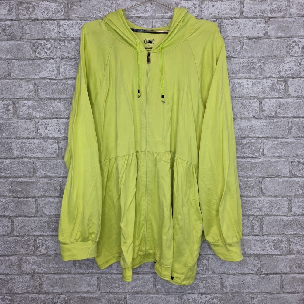 Lug Shimmy Full Zip Jacket Neon Apple Green Peplum Athleisure 3X